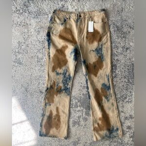 Guess USA Bleached Denim Flare Pants Acid Savas Wash